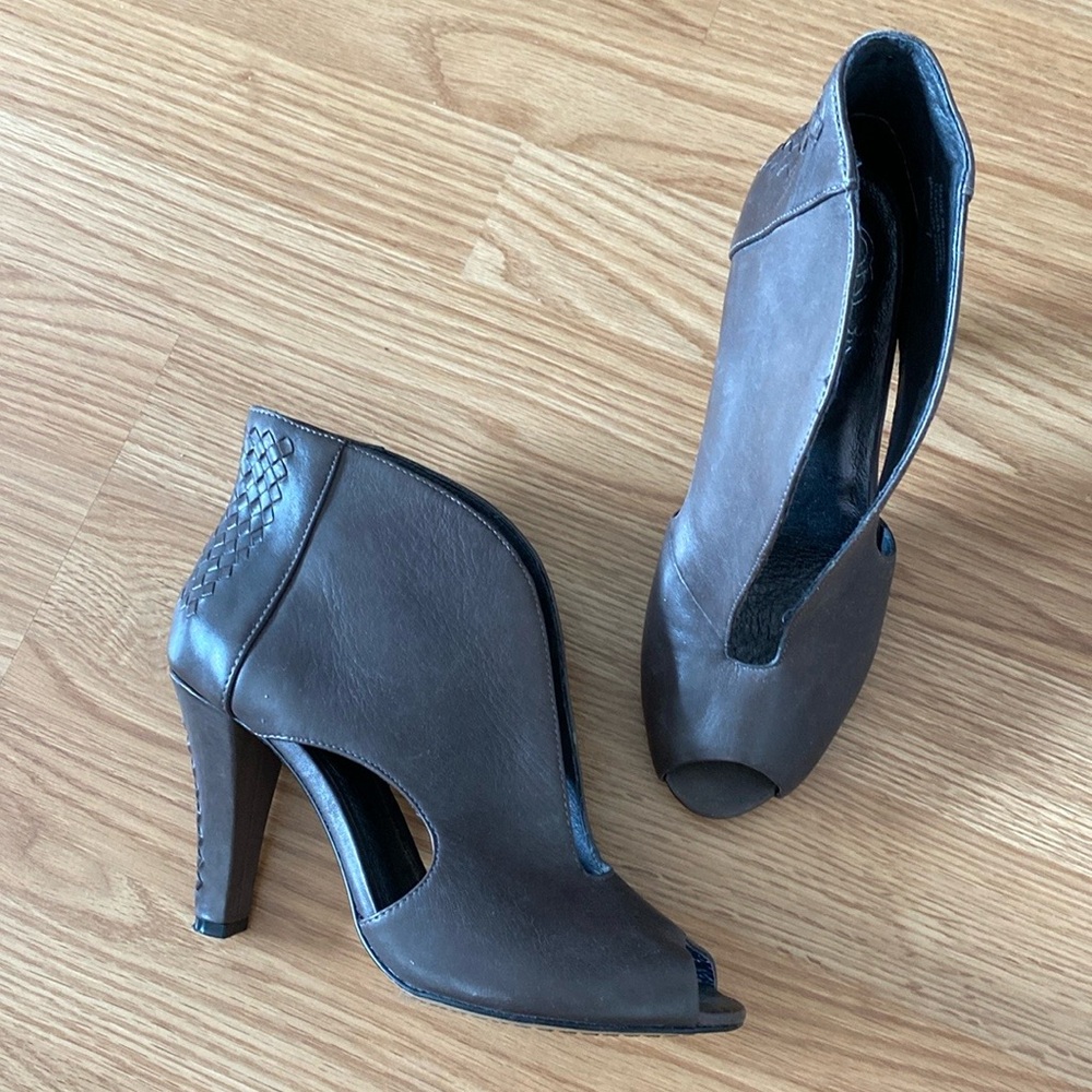 Elliott Lucca Alessandra Woven Cut-Out Leather Bootie